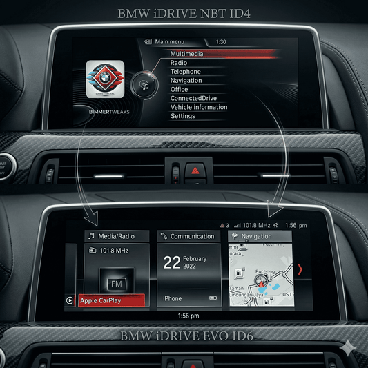 BMW NBT EVO ID4 to ID6 Flash Upgrade – CarPlay Full Screen, VIM, Android Mirroring BimmerTweaks