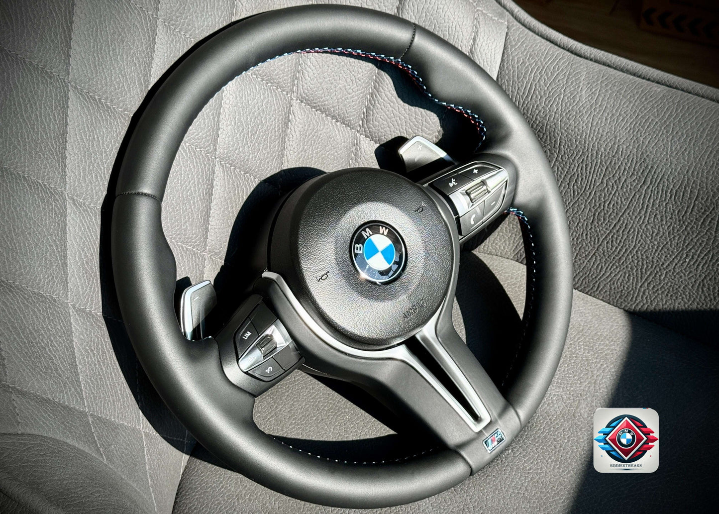 Volan piele BMW M Sport cu padele pentru seria F - aspect original OEM BimmerTweaks