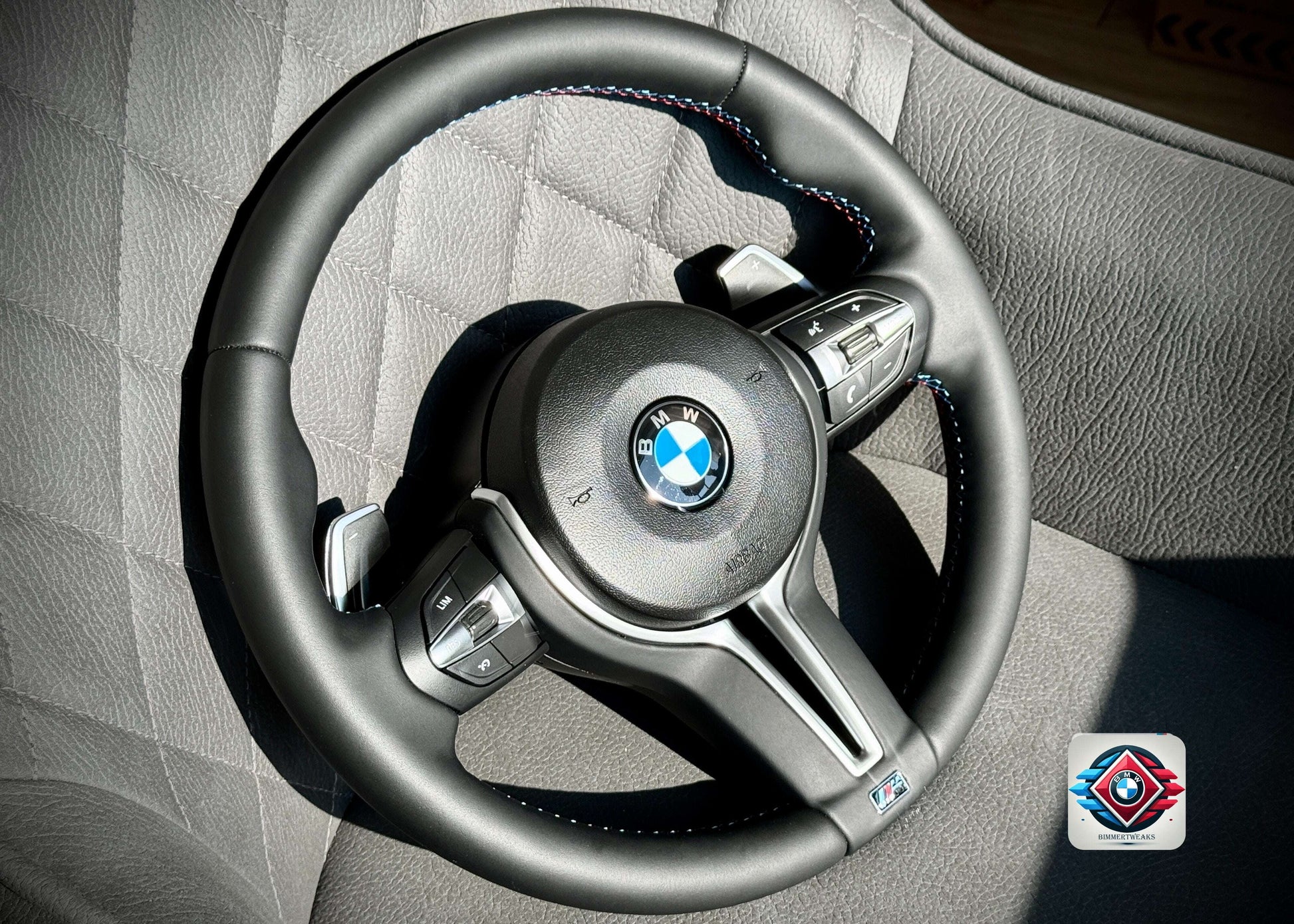 Volan piele BMW M Sport cu padele pentru seria F - aspect original OEM BimmerTweaks