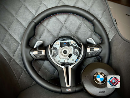 Volan piele BMW M Sport cu padele pentru seria F - aspect original OEM BimmerTweaks